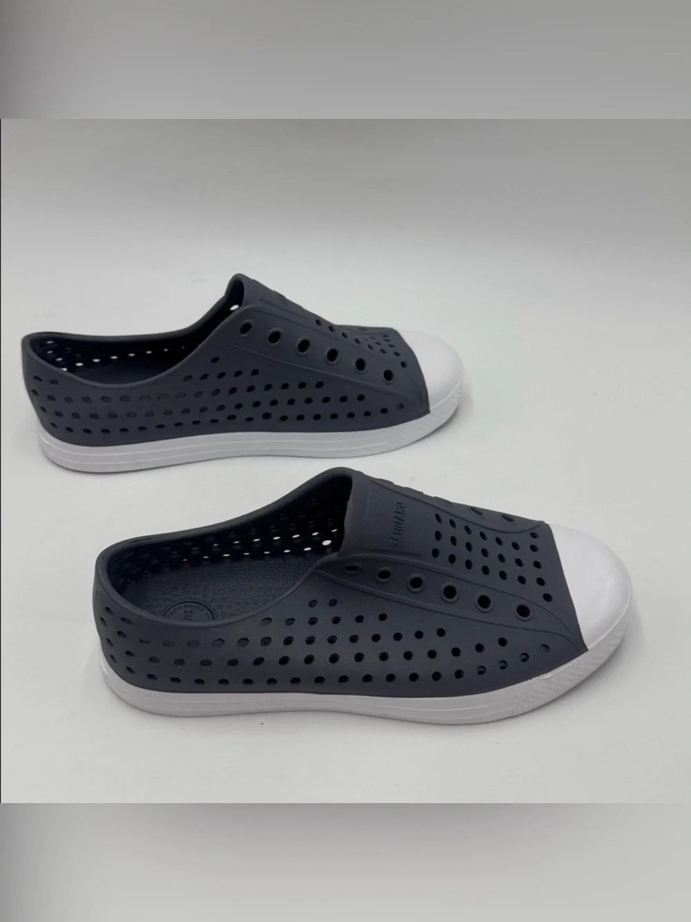 NWOT Kid’s Slip-On Perforated Water-Resistant Sneakers - Dark Gray/White